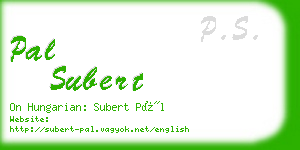 pal subert business card